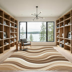 Earthy Brown Wavy Abstract Fluid Lines Rug