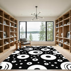 Bold Black White Circular Records Rug