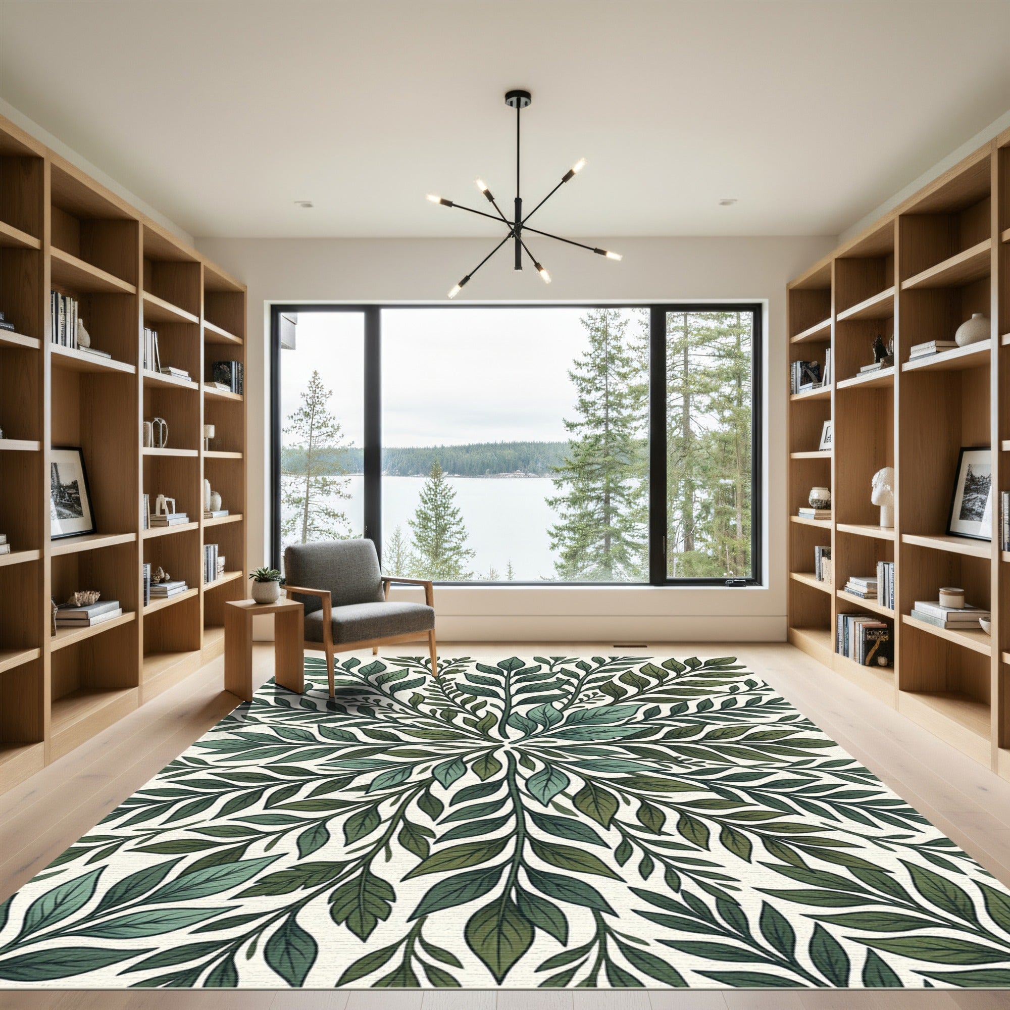 Green Leafy Vine Mandala Rug