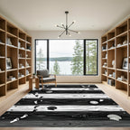 Monochromatic Coastal Plank Seaside Footprints Rug