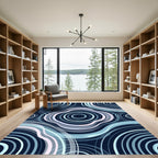 Deep Blue Abstract Ripple Rug