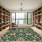 Forest Green Victorian Rabbit Foliate Rug
