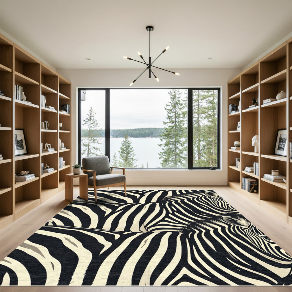 Bold Monochrome Animal Stripe Rug