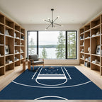 Minimalist Navy Basketball Court Graphic Rug