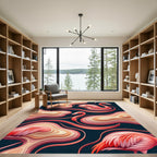 Coral Flamingo Swirl Layered Landscape Rug