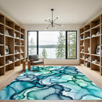 Teal And Blue Abstract Flow Rug