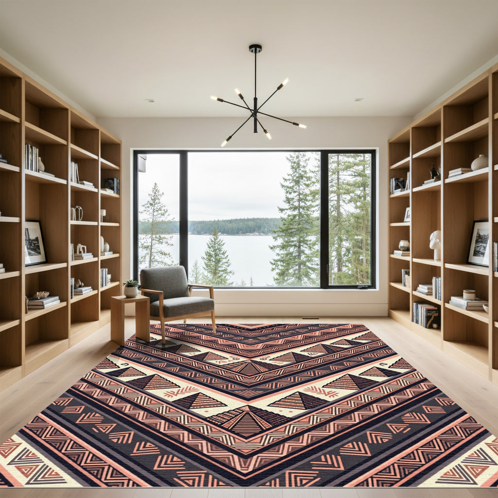 Textured Terracotta Pyramid Chevron Rug
