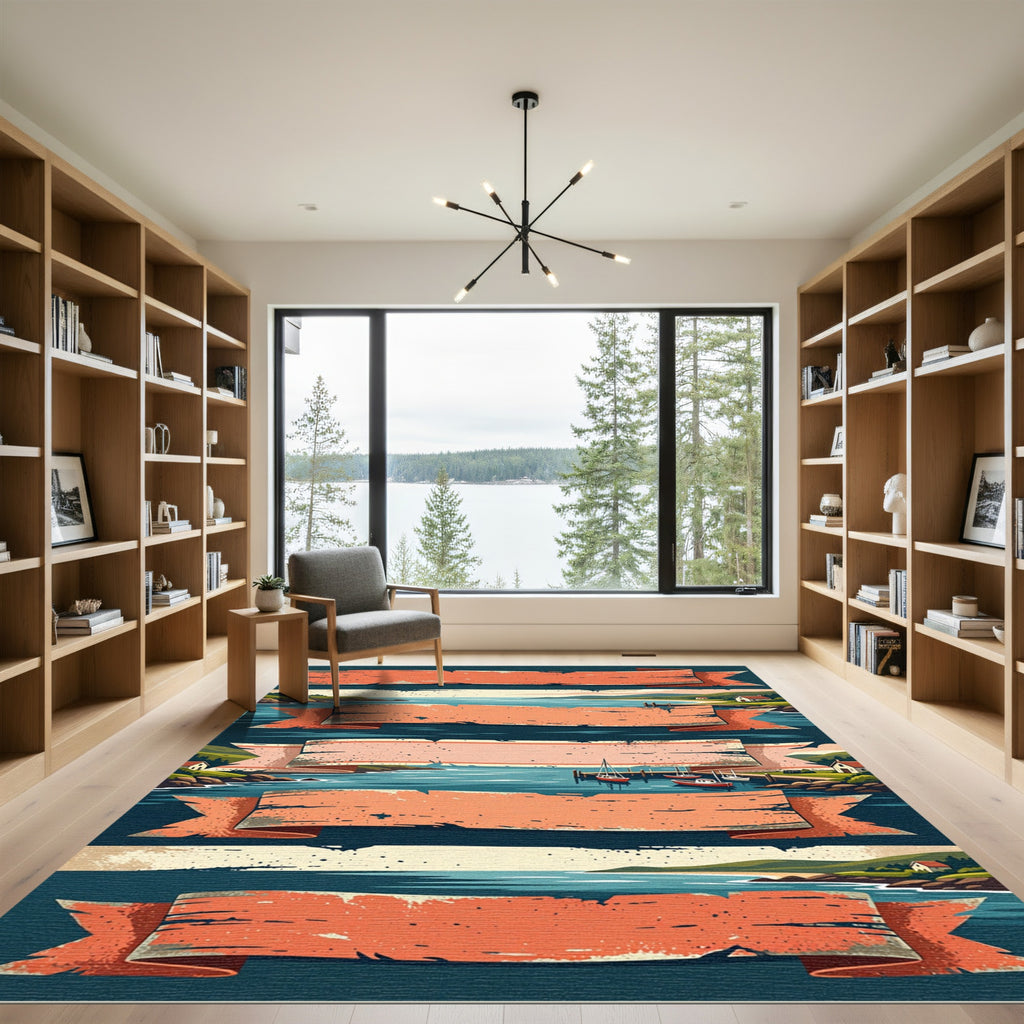 Coastal Harbor Layered Ribbon Landscape Rug