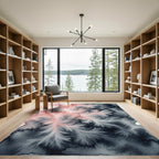 Ethereal Blush and Charcoal Ink Wash Rug
