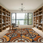 Terracotta Medallion Cracked Tile Rug