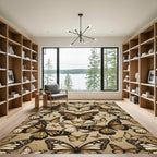 Sepia Tone Botanical Butterfly Collage Rug
