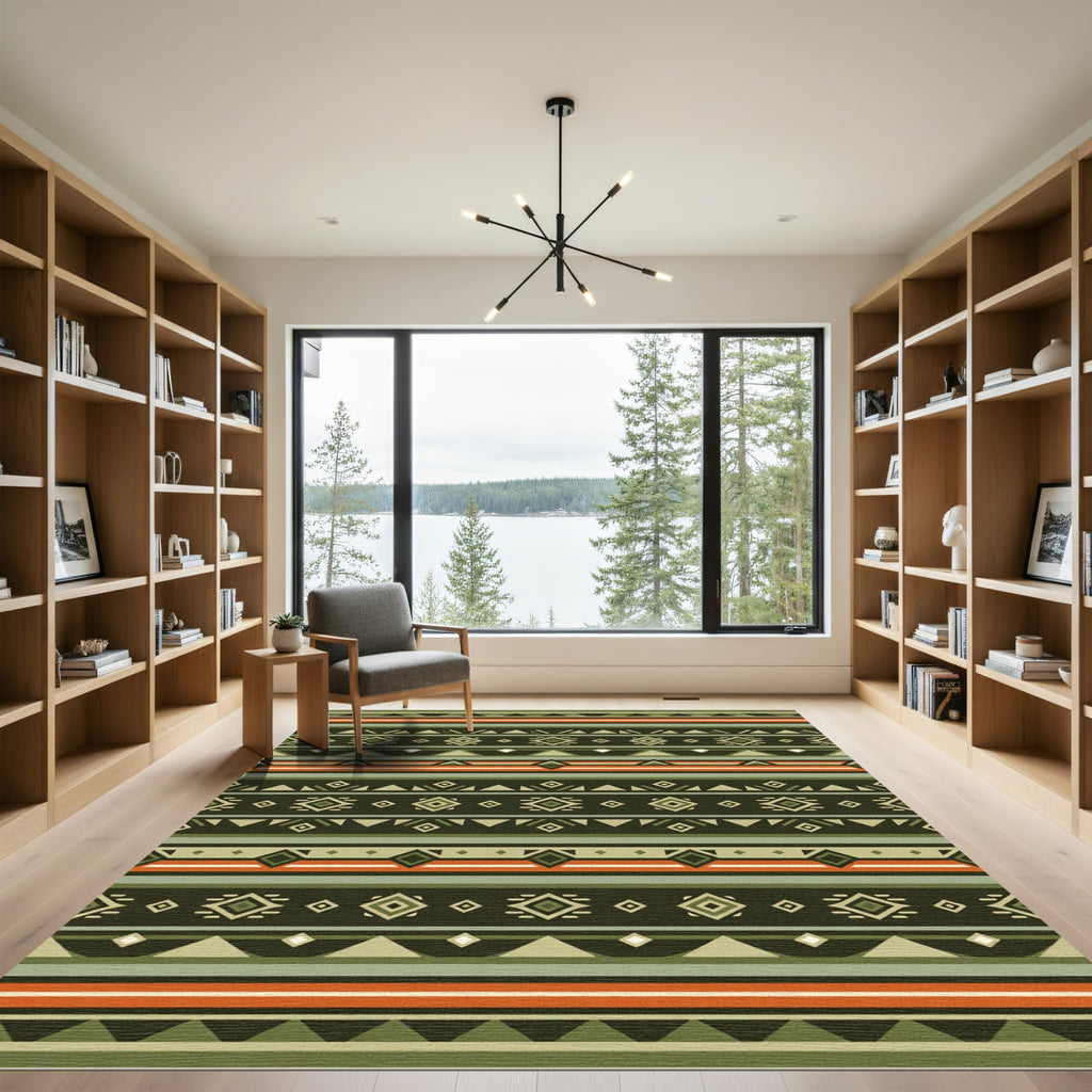 Geometric Earth Tones Tribal Stripes Rug