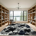 Grunge Splatter Inkburst Black White Rug