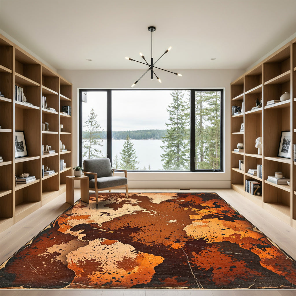 Antique Sepia World Map Abstract Earth Rug