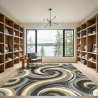 Modern Neutral Swirl Abstract Rug