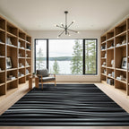 Modern Silver Wavy Linear Monochromatic Rug