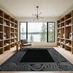 Silver Geometric Maze Swirl Rug