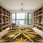 Radiant Gold Starburst Geometric Art Rug