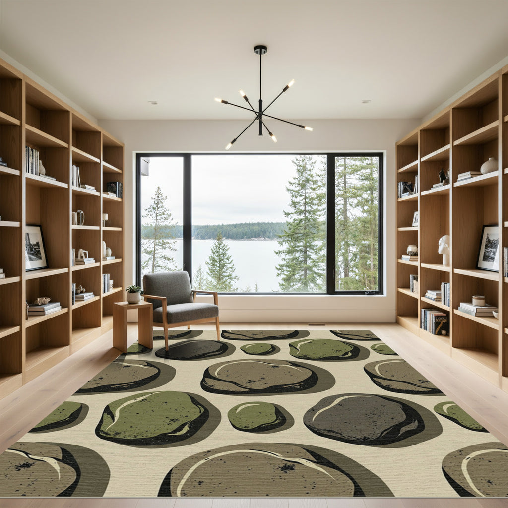 Natural Earth Tones Pebble Arrangement Rug