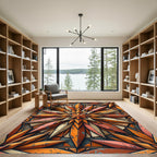 Geometric Copper Sunburst Star Rug
