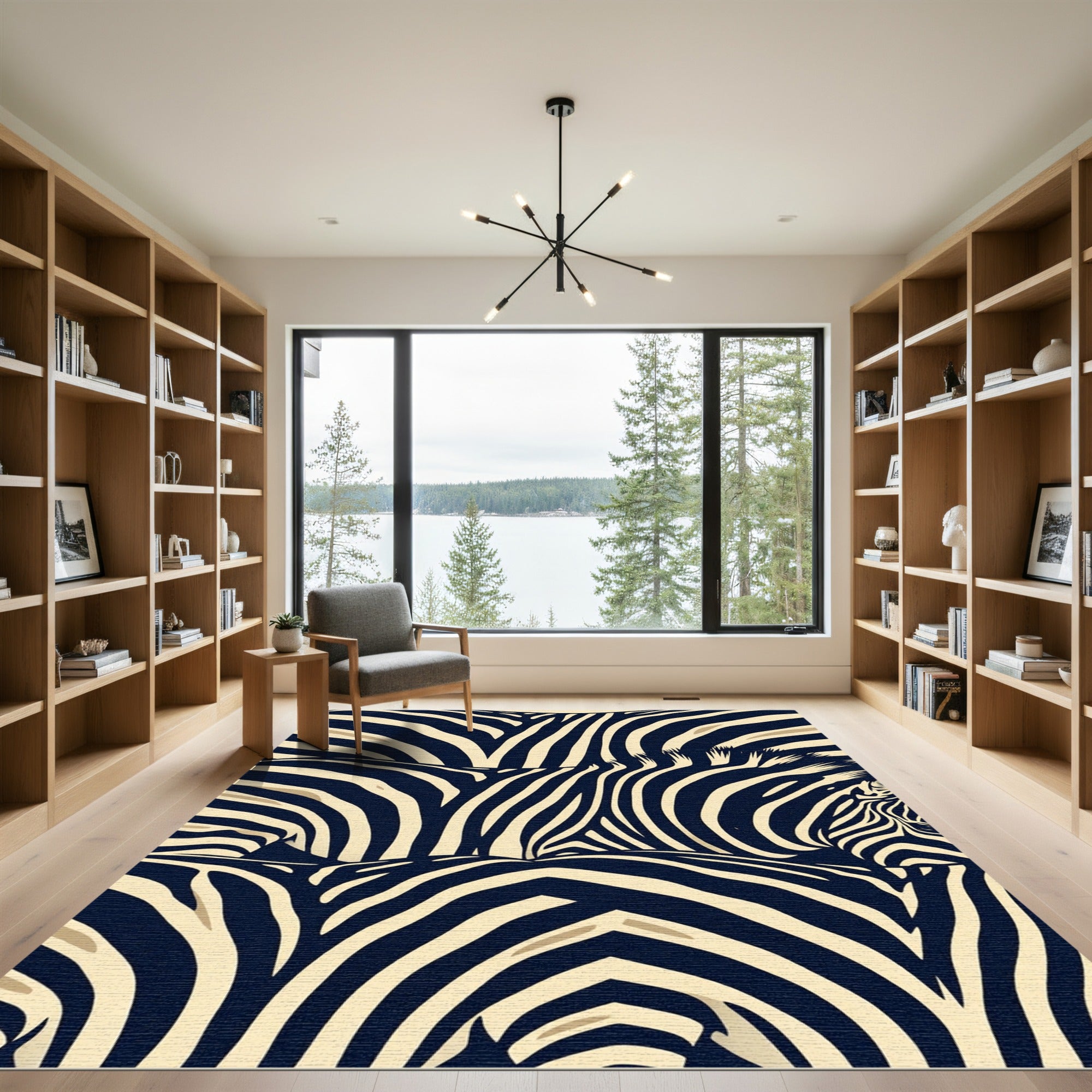 Bold Navy Cream Zebra Stripes Rug