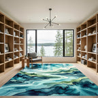 Azure River Flowing Through Emerald Mountains Rug