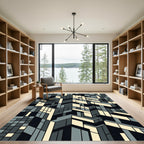 Geometric Cityscape in Gray Cream Rug