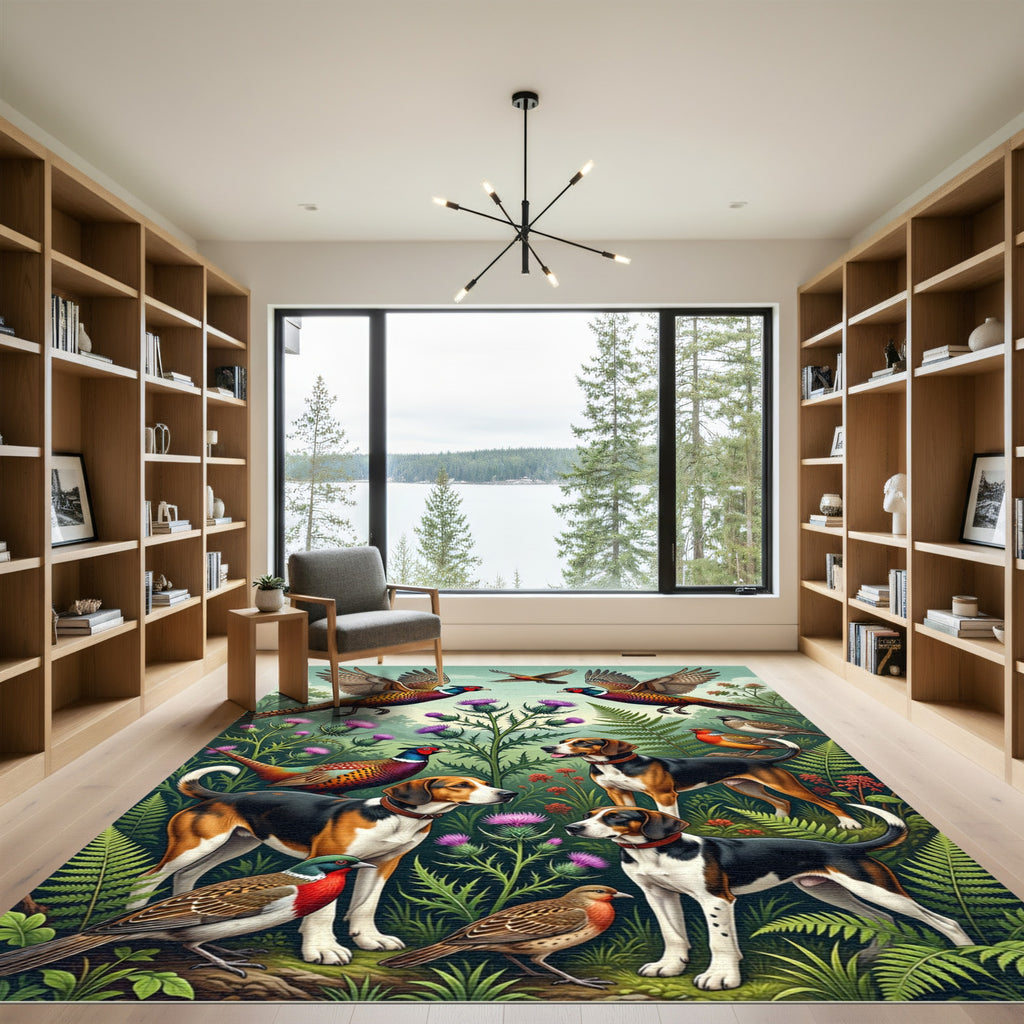 Pheasant and Hound Wildlife Landscape Rug