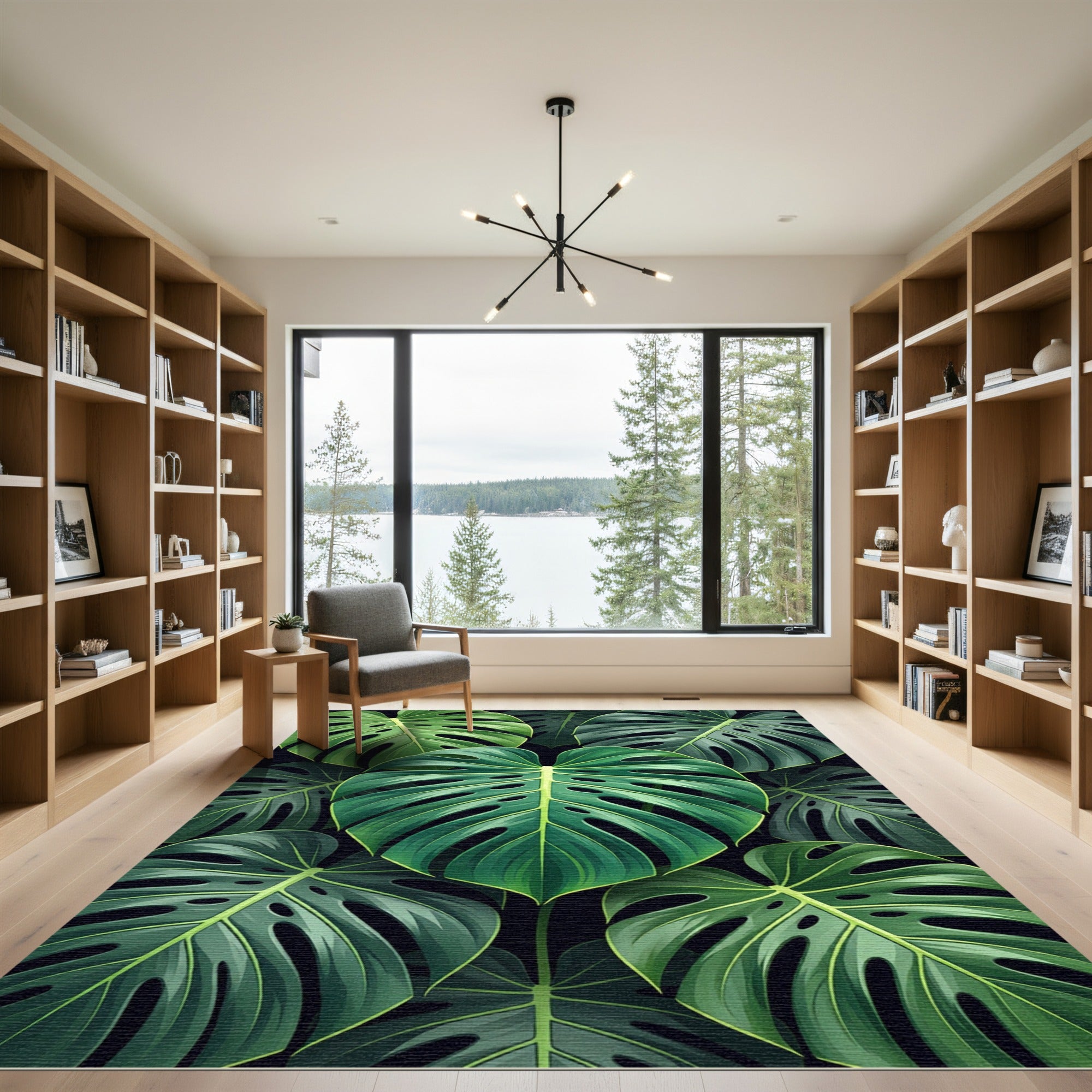 Evergreen Jungle Leaf Cascade Rug