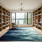 Ethereal Blue Misty Ocean Coastline Rug
