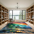 Vibrant Sunset Ocean Wave Art Rug