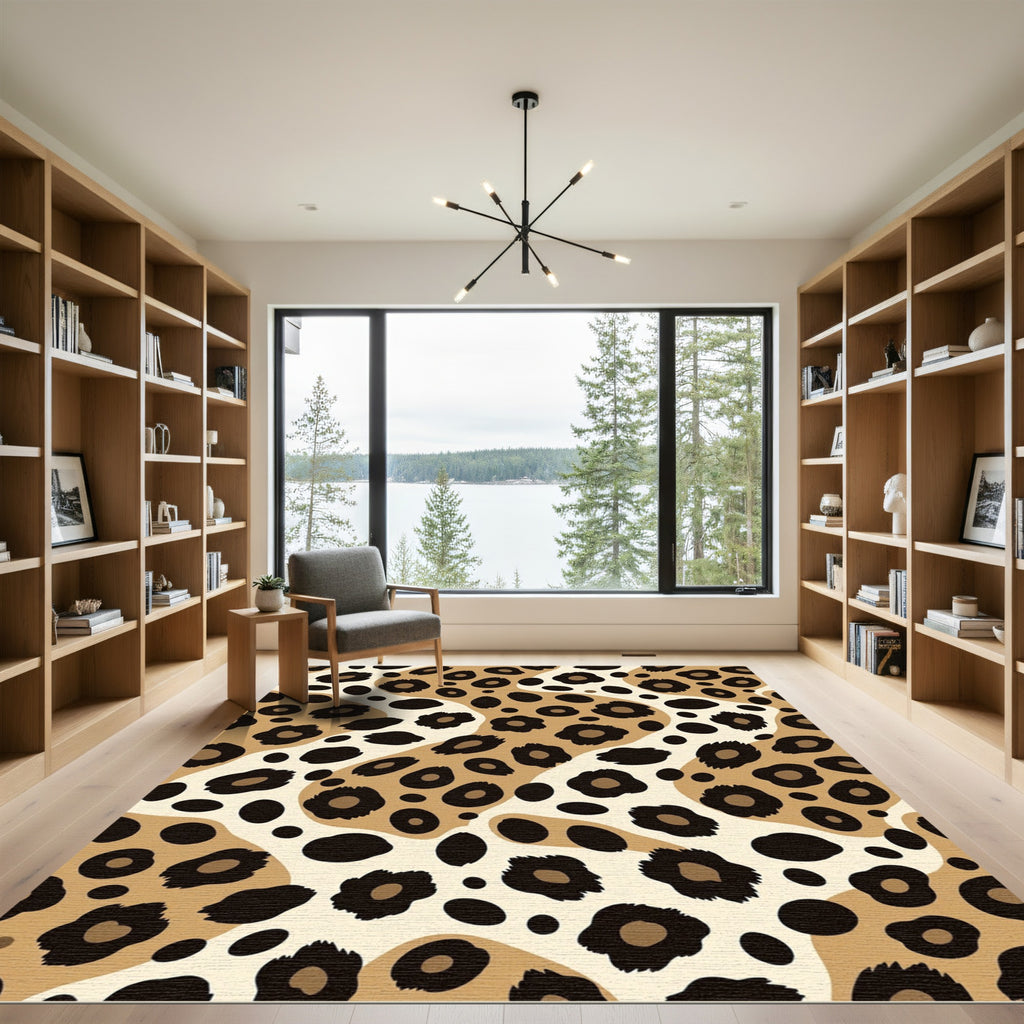 Neutral Leopard Spots Waterfall Rug