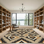 Earthy Brown Geometric Ikat Diamond Rug
