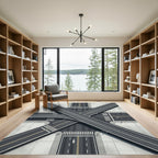 Gray Urban Road Intersection Rug