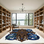 Ornate Royal Blue and Gold Acanthus Rug
