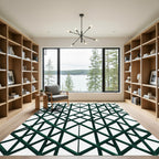 Dark Emerald Geometric Lattice Grid Rug