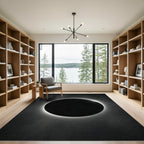 Dramatic Black Solar Eclipse Halo Rug