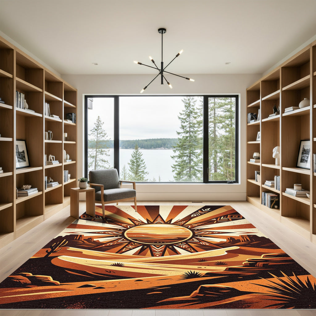 Sunburst Desert Earth Tone Radiant Artwork Rug