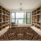 Elegant Gold Floral Damask Rug
