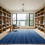 Minimalist Indigo Vertical Line Gradient Rug