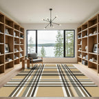 Classic Beige Tan Plaid Checkered Rug