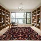 Ornate Russet Ribbon Acanthus Scroll Rug