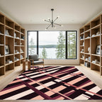 Crimson Pink Geometric Stripe Abstraction Rug
