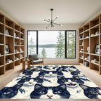 Monochrome Black and White Cat Portrait Rug