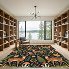 Whimsical Forest Deer Botanical Woodland Rug