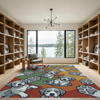 Playful Gray Puppy Paw Print Earthy Rug