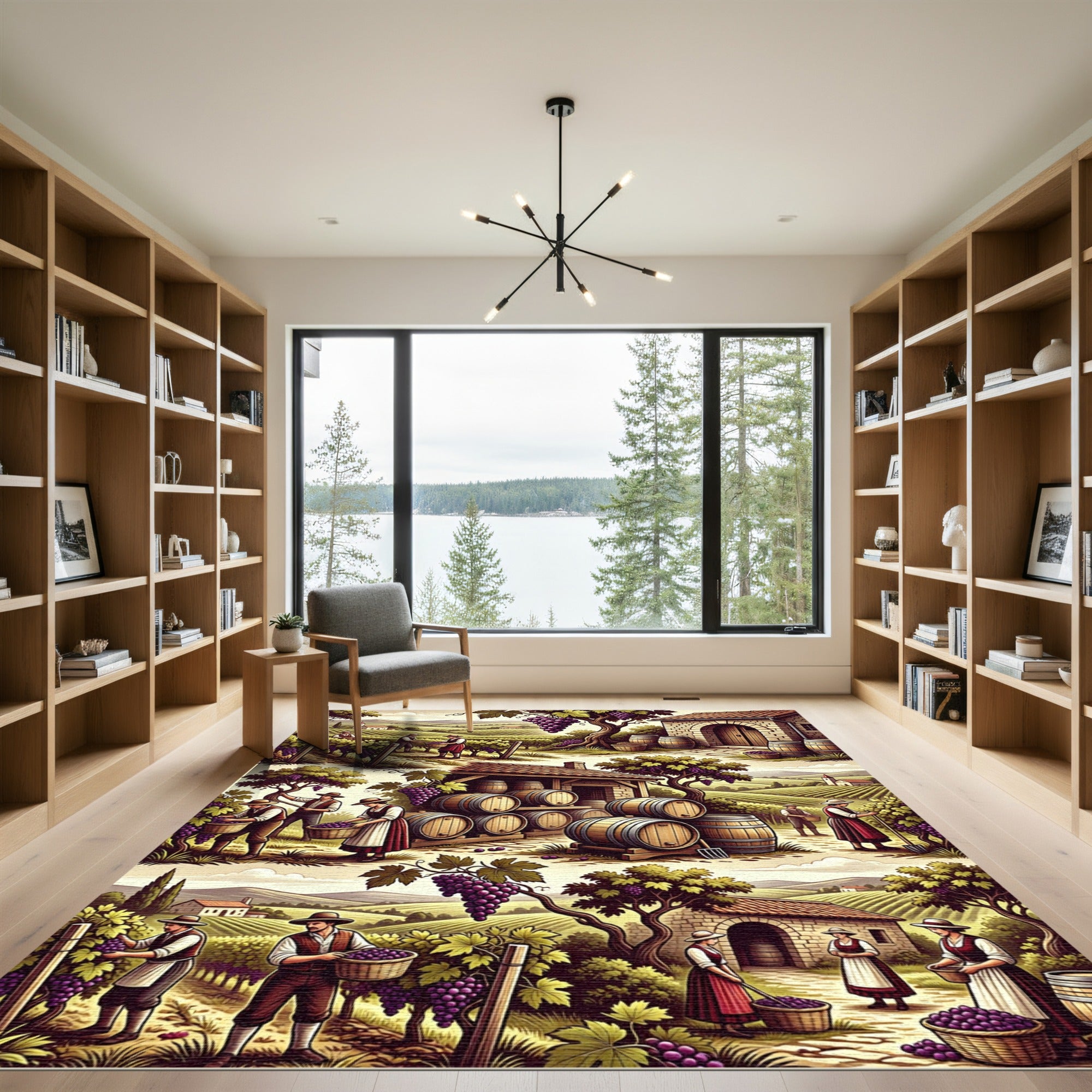 Vineyard Harvest Scene With Grapes Rug