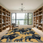 Majestic Gray Lion Pride Ochre Rug