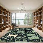 Playful Cream Gray Black Cats Meadow Rug