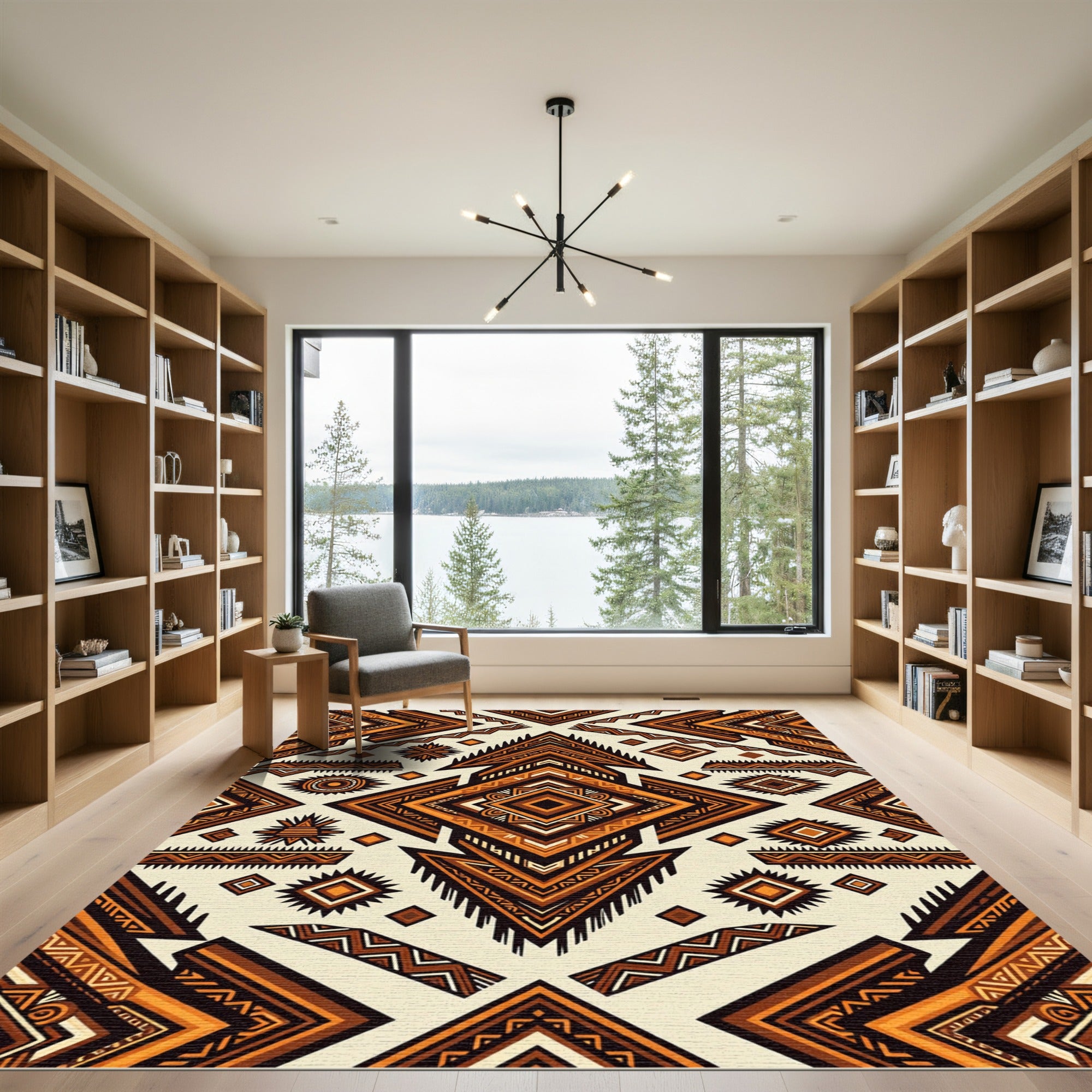 Tribal Earthy Amber Geometric Diamond Area Rug